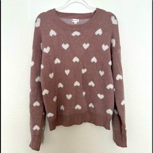 Mauve sweater with white hearts